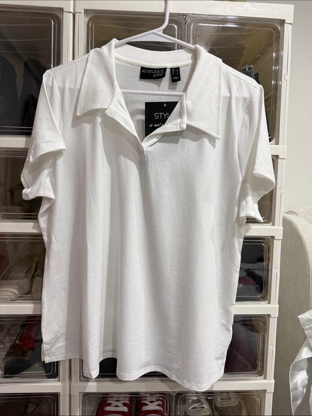 Attitudes by Renee White Short-Sleeve Polo